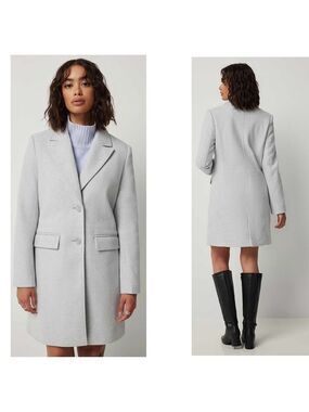 Ardene gray Buttoned Lapel Collar Brushed Midi Coat Sz M NWOT